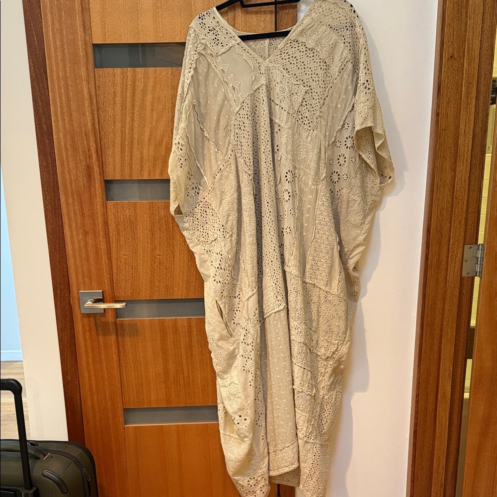 Magnolia Pearl Beige Eyelet Maxi Dress
